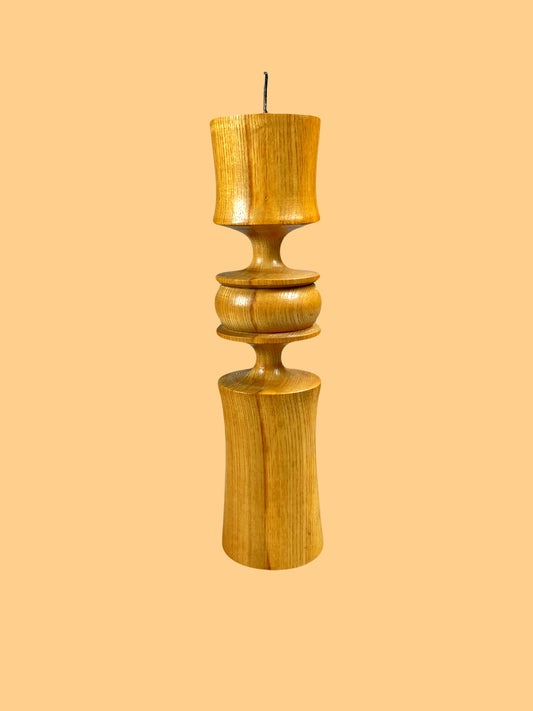 Elegant beech wood single candle holder