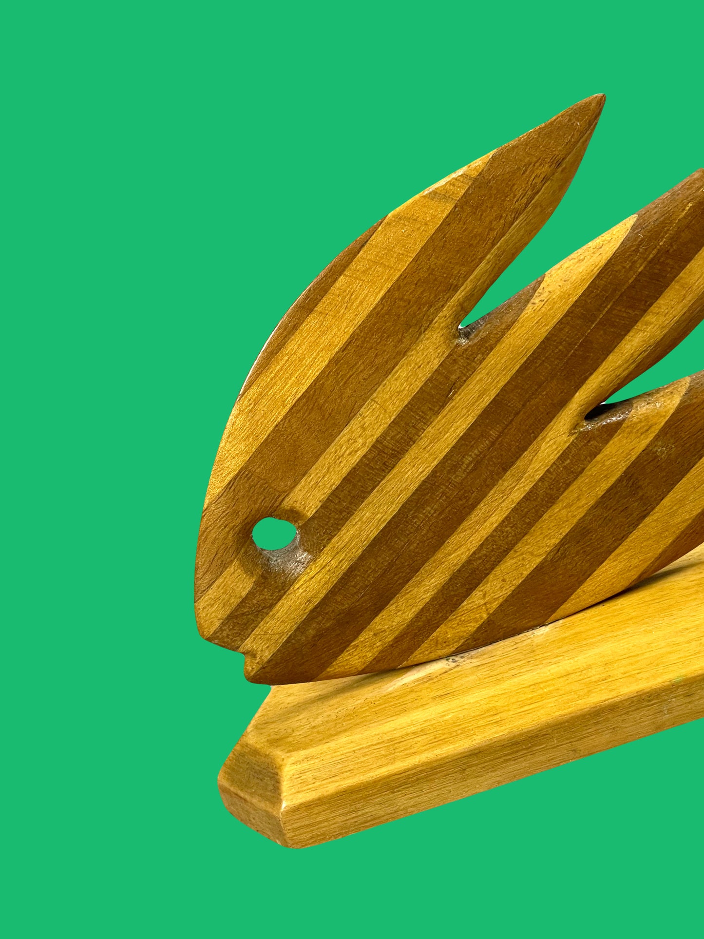 Groovy wooden fish sculpture with "Zebra stripes"