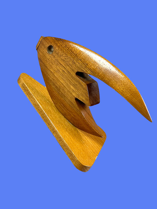 Adorable "Kissing Fish" lacquered wooden fish sculpture