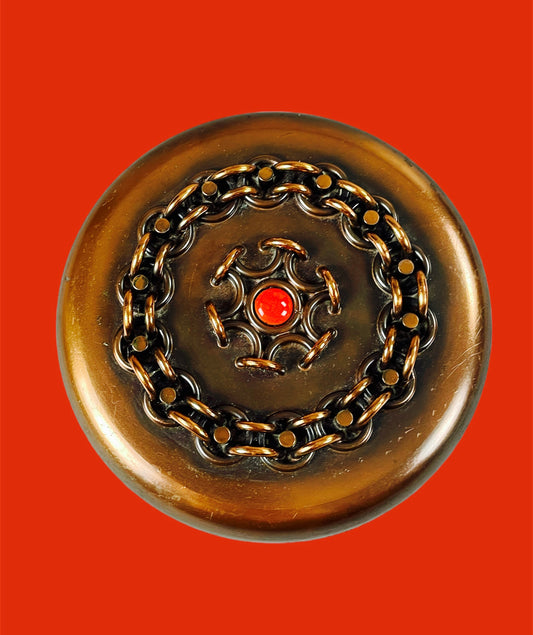 Intricate Red Copper Box With Decorated Lid