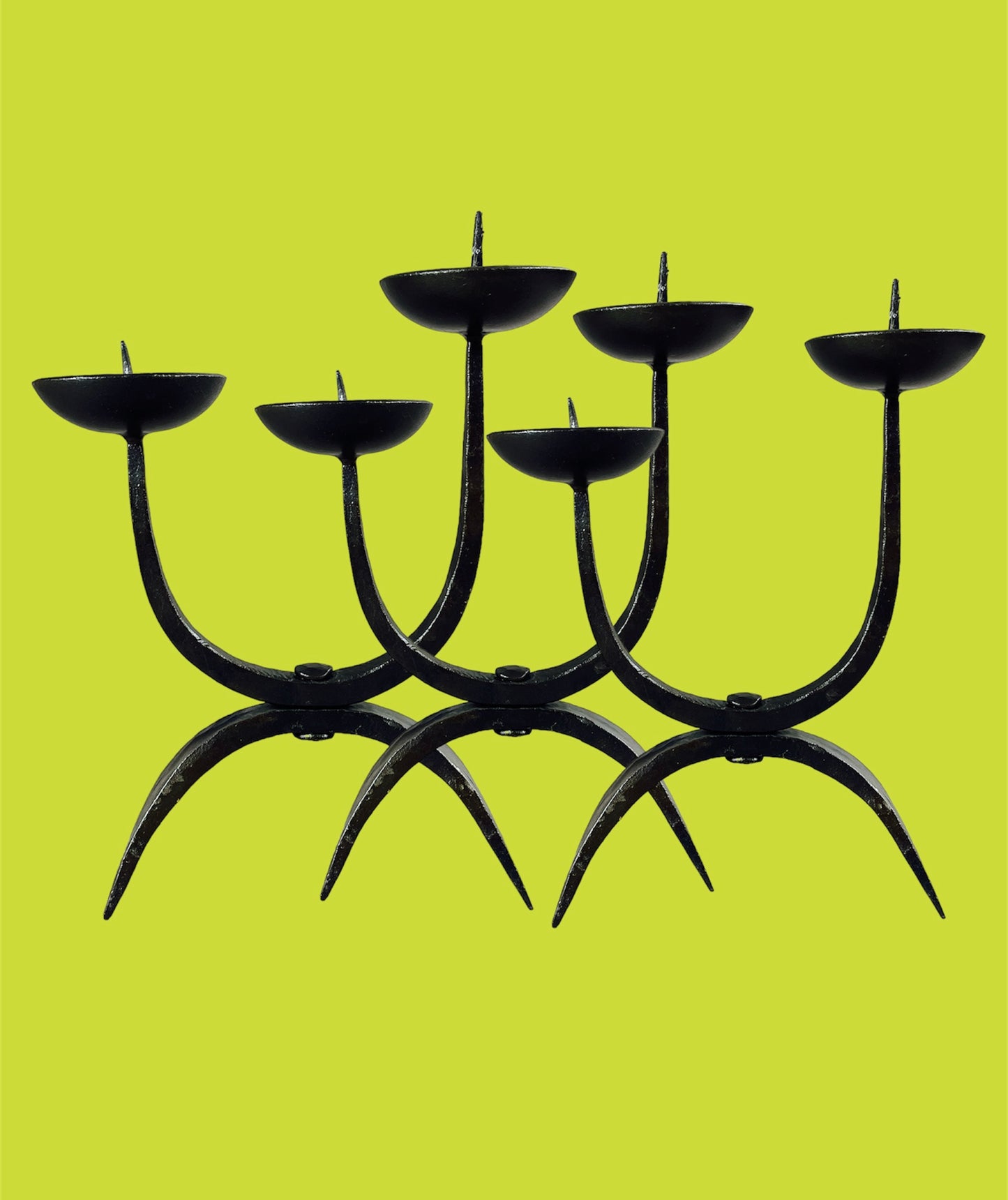 Wrought iron double candelabra