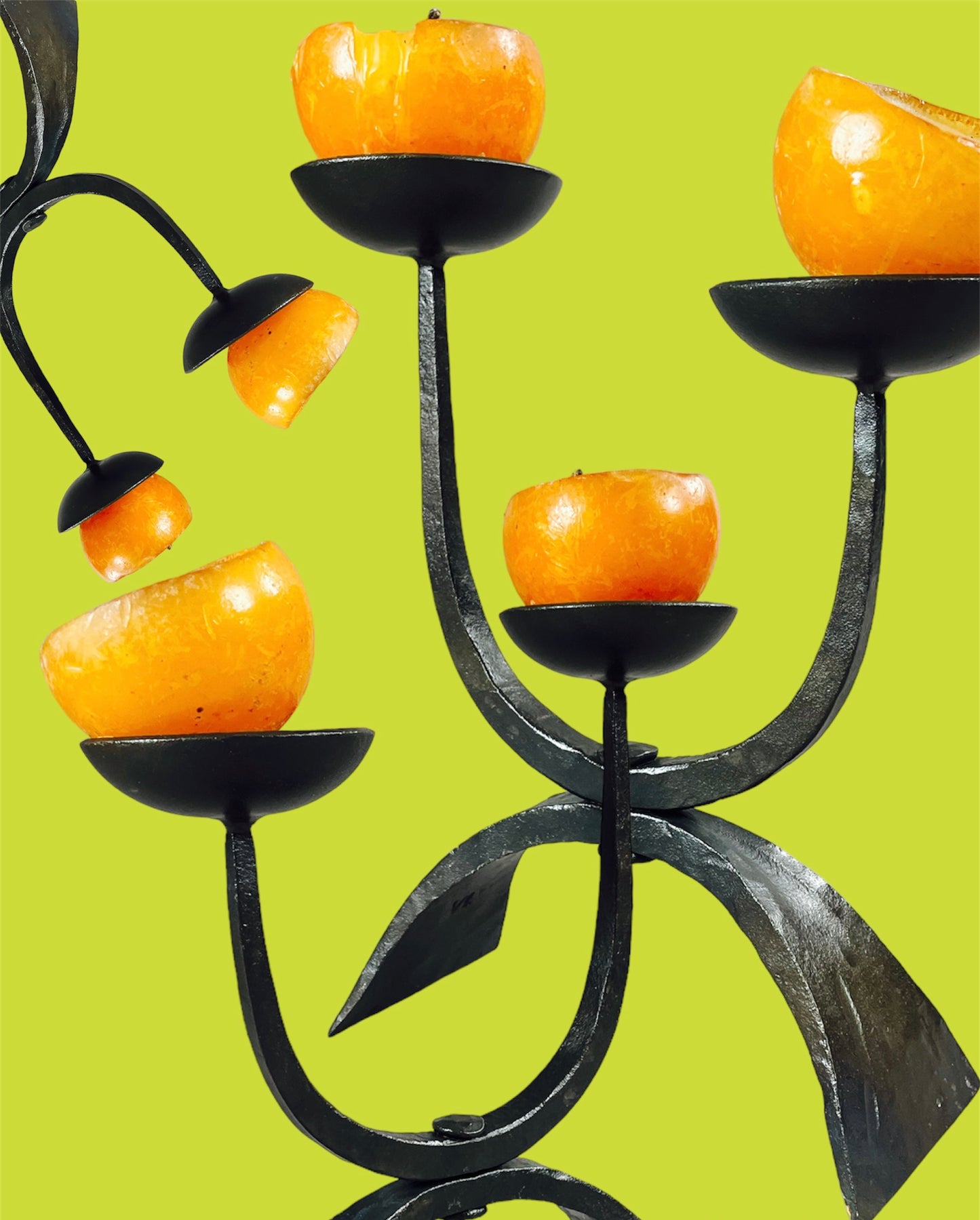 Wrought iron double candelabra