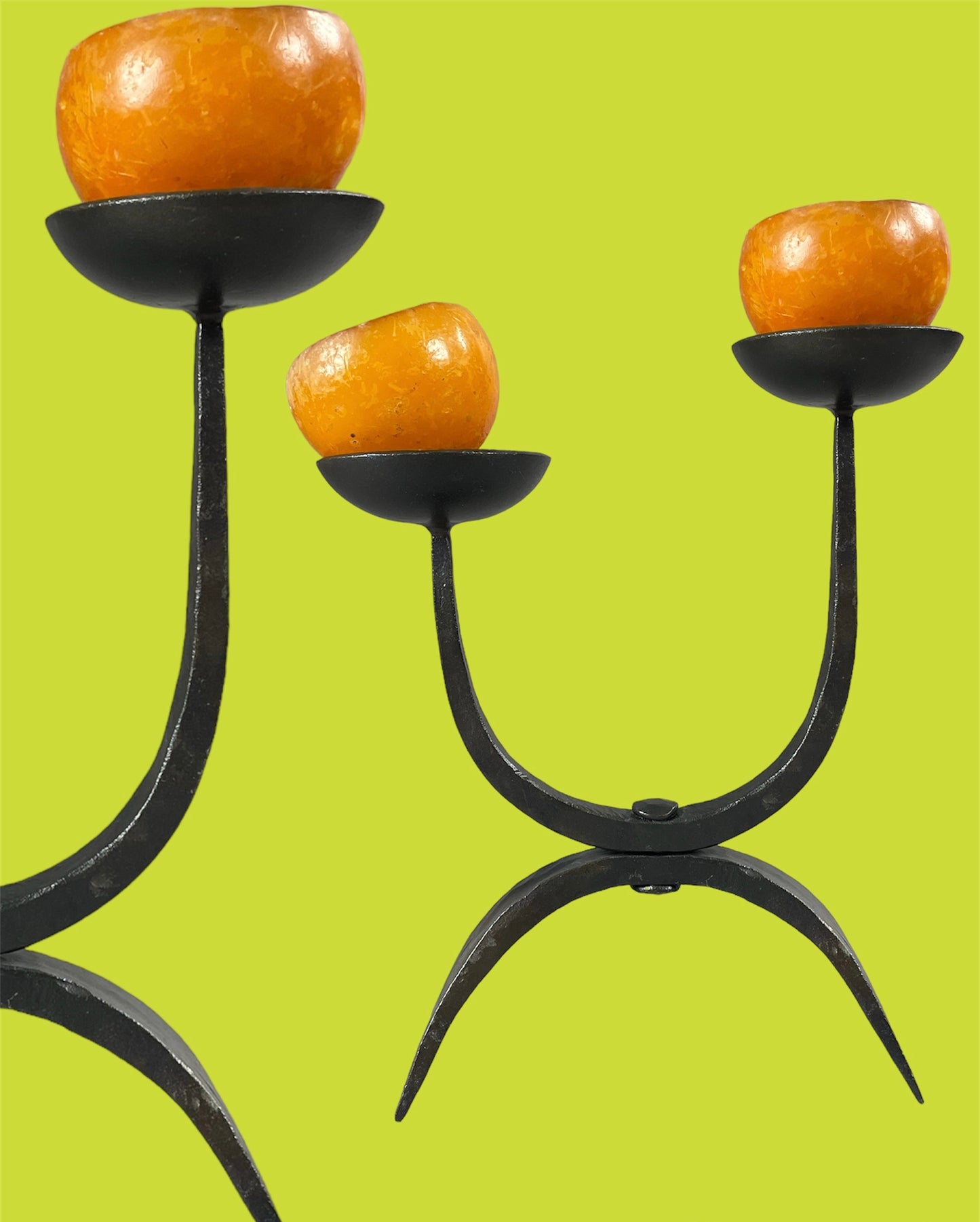 Wrought iron double candelabra