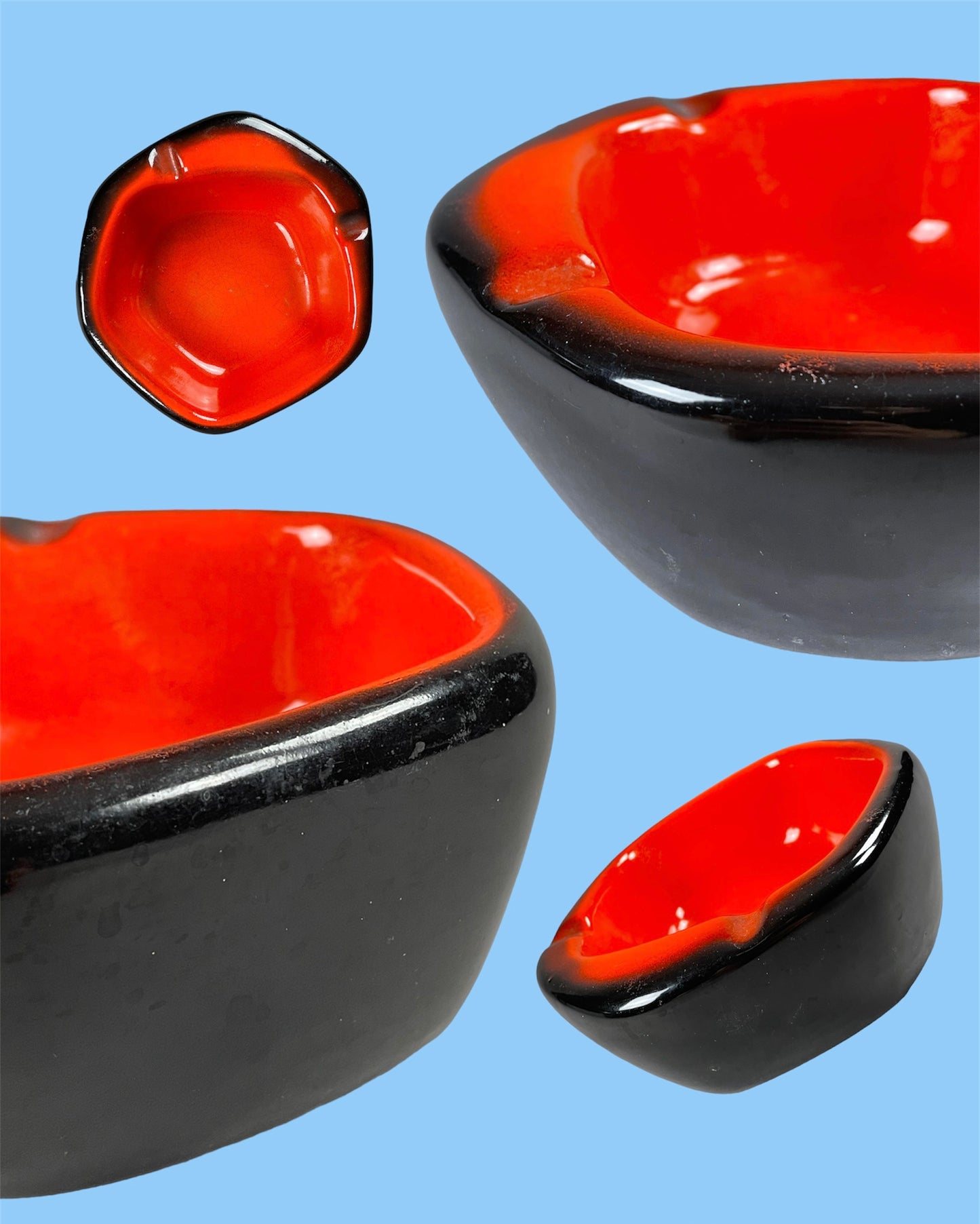 Vibrant orange ceramic ashtray