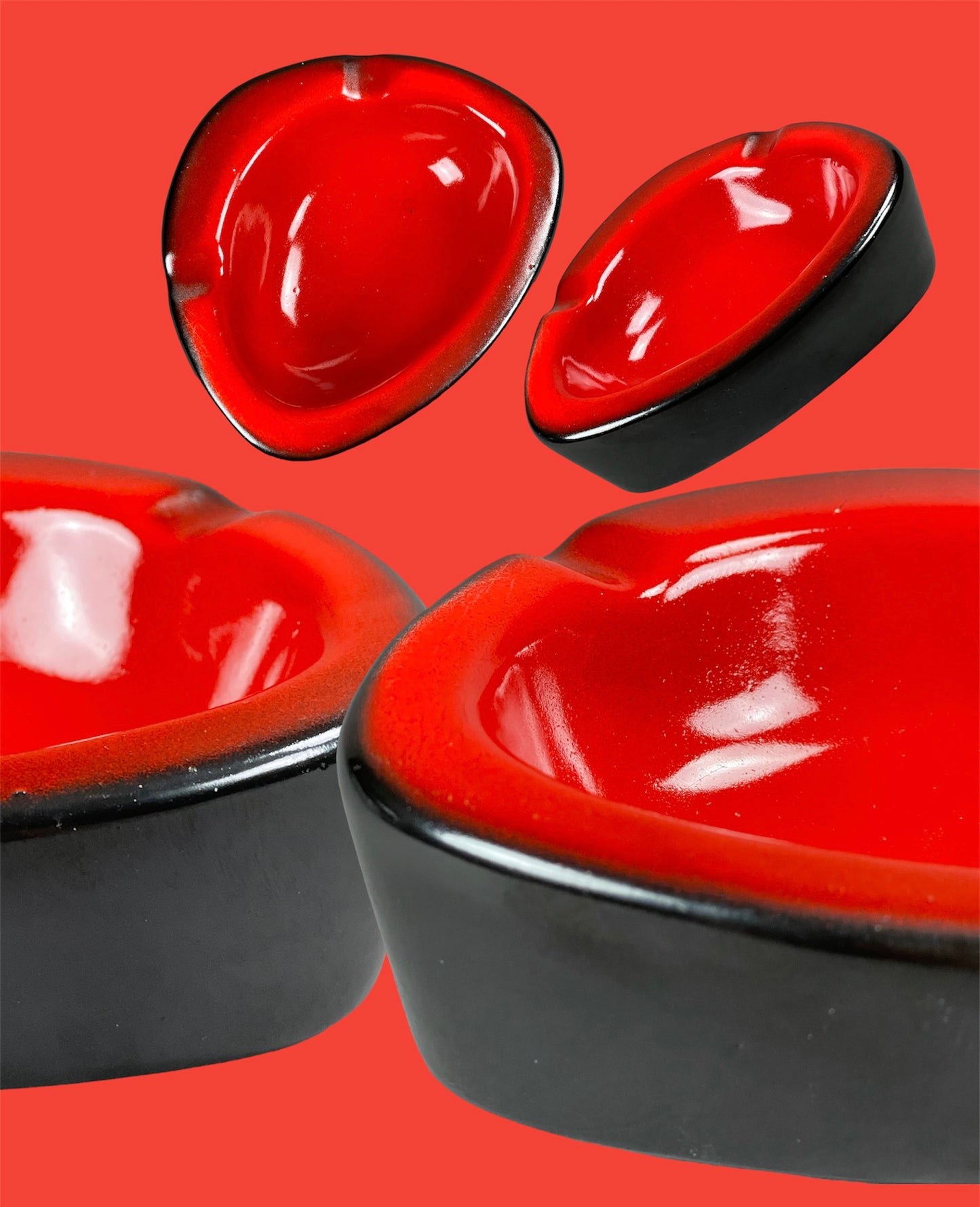 Vibrant ceramic ashtray in red