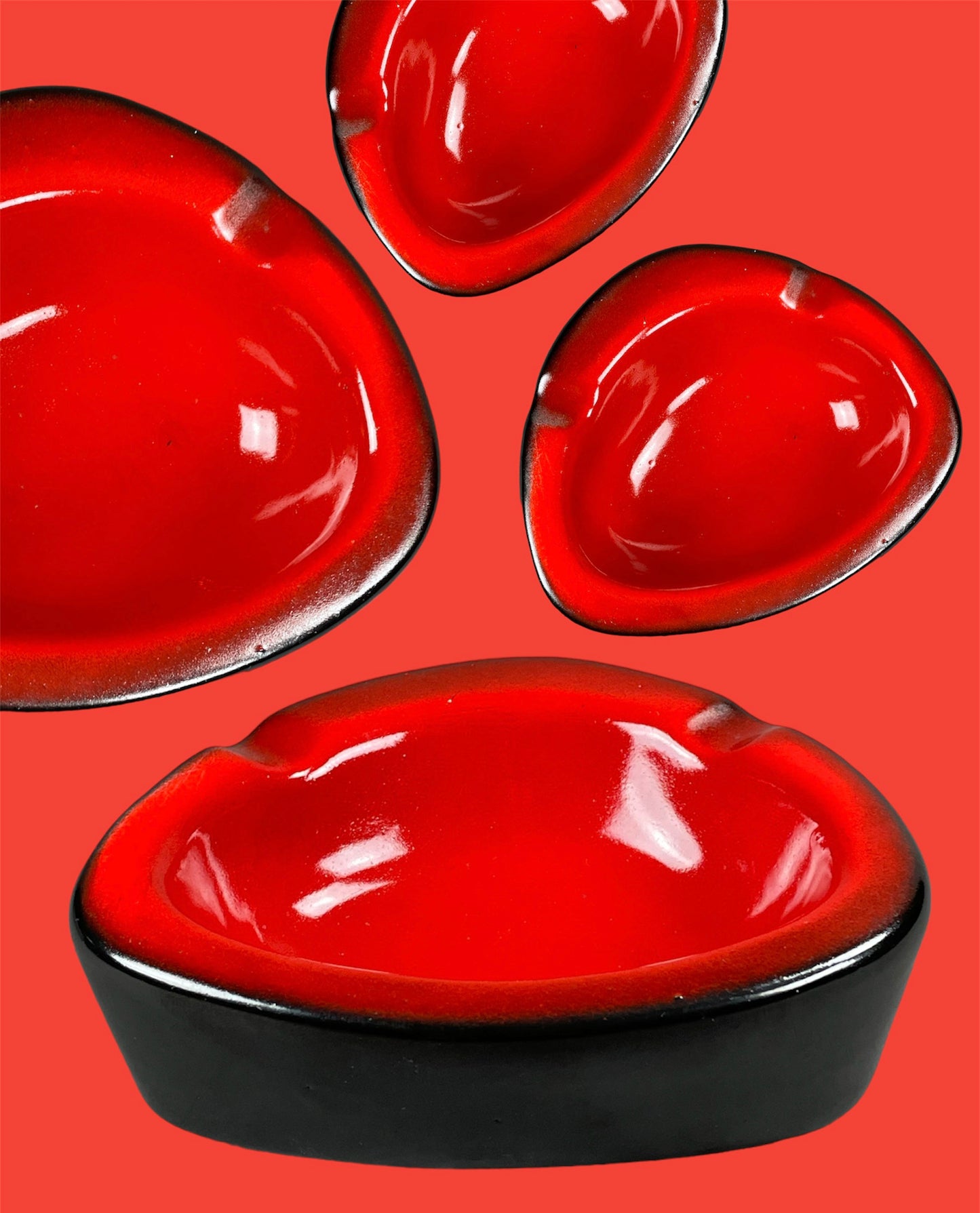 Vibrant ceramic ashtray in red