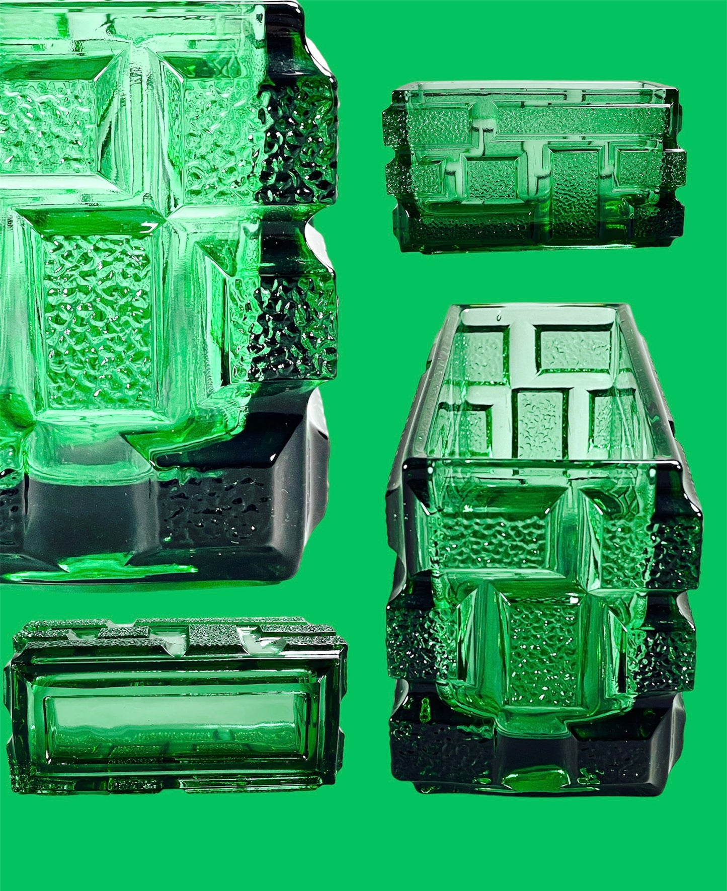 Jiri Zejmon pressed glass jardiniere in emerald