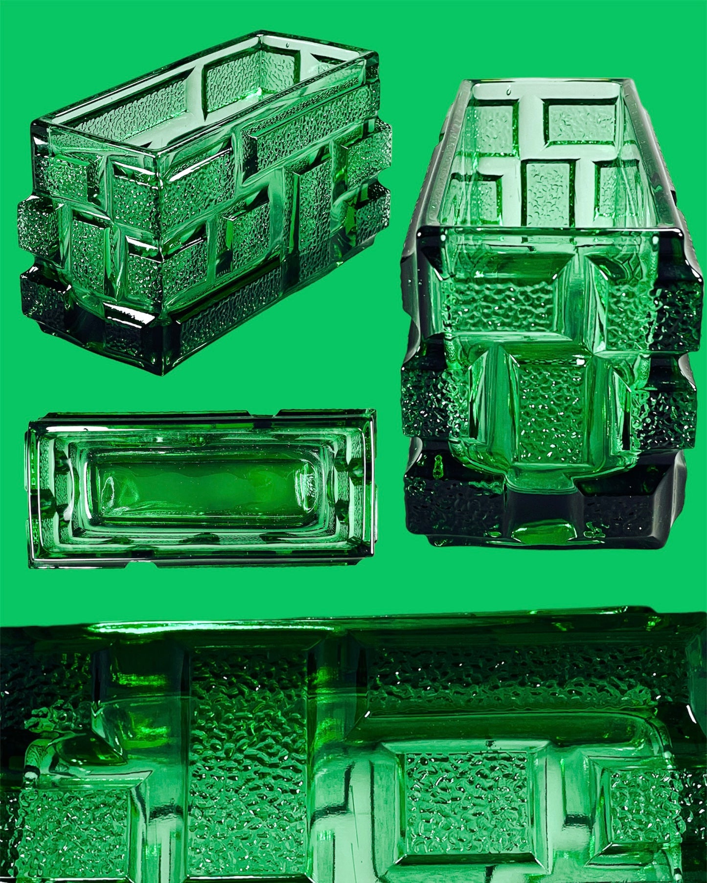 Jiri Zejmon pressed glass jardiniere in emerald