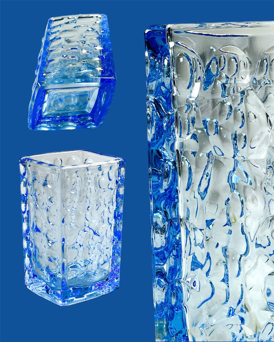 Stunning pressed glass vase in cobalt blue