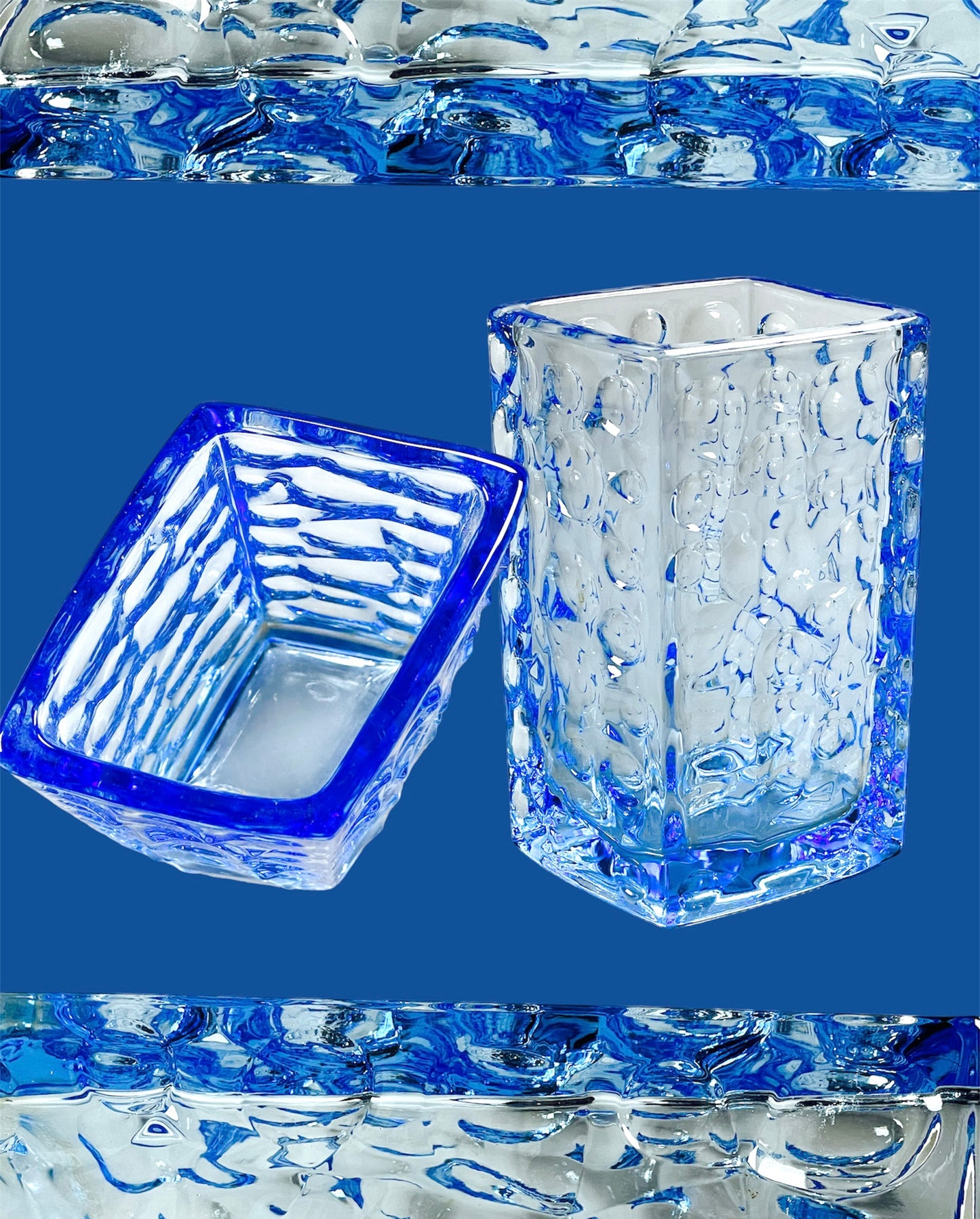 Stunning pressed glass vase in cobalt blue