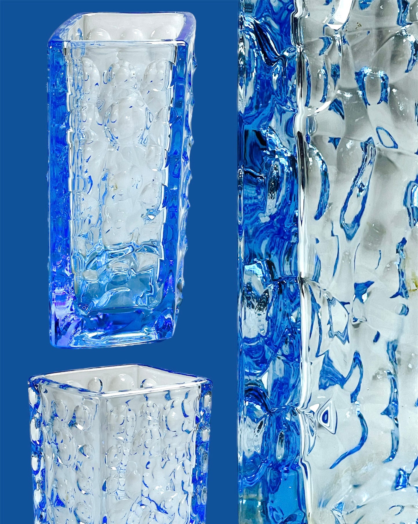 Stunning pressed glass vase in cobalt blue