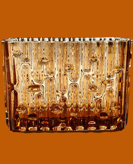 Stylish pressed glass jardiniere in rose gold