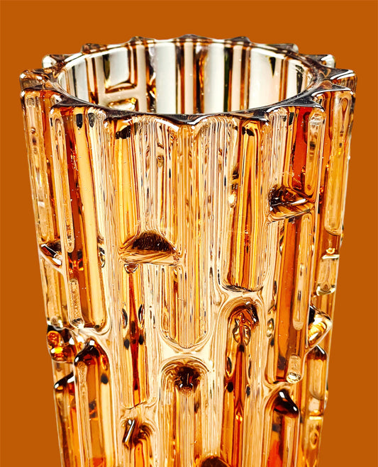 Gorgeous pressed glass vase in rose gold
